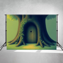 Cartoon Green Tree House Arch Photo Backdrop - Layoris
