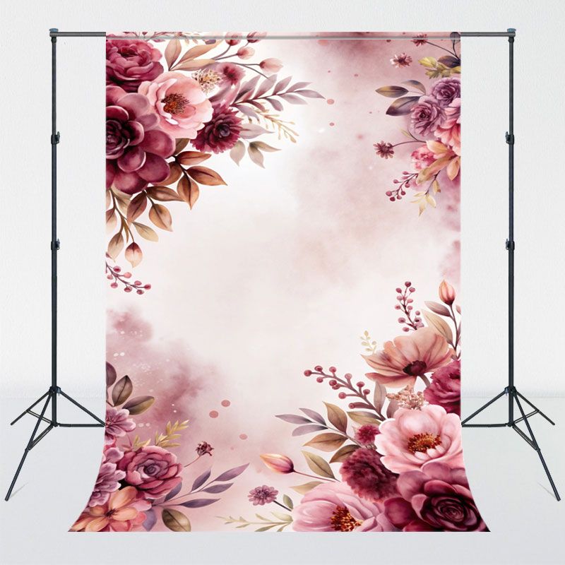 Retro Red Floral Woman Photography Backdrop - Layoris