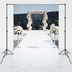 White Carpet Floral Arch Wedding Photo Backdrop - Layoris