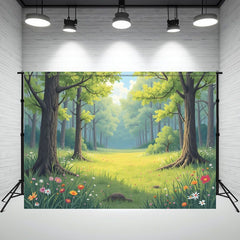 Cartoon Fresh Green Forest Backdro Pphoto Shoot - Layoris