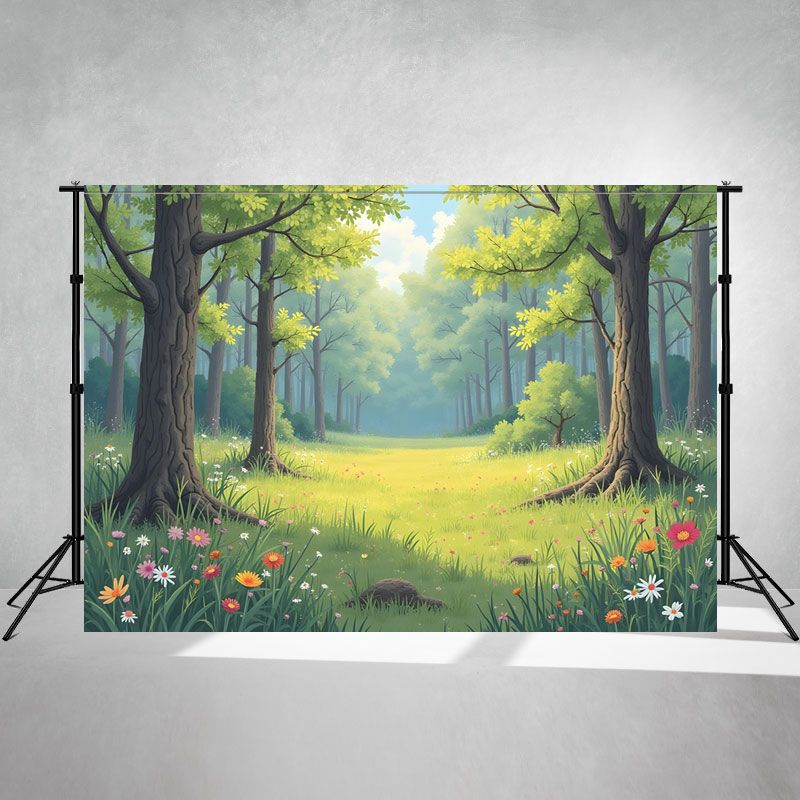 Cartoon Fresh Green Forest Backdro Pphoto Shoot - Layoris