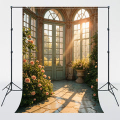 Multiple Arched Windows Rose Photography Backdrop - Layoris