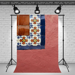 Mexican Pattern Red Wall Photography Backdrop - Layoris
