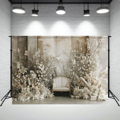 Indoor White Flower Chair Mini Session Backdrop - Layoris