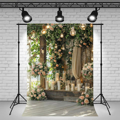 Pink Rose Candle Wedding Photography Backdrop - Layoris