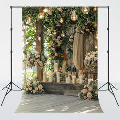 Pink Rose Candle Wedding Photography Backdrop - Layoris