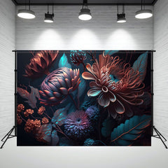 Dark 3D Floral Woman Portrait Photography Backdrop - Layoris