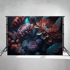 Dark 3D Floral Woman Portrait Photography Backdrop - Layoris