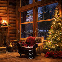 Fireplace Indoors At Night Christmas Backdrop - Layoris