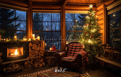 Chairs By The Fireplace Christmas Photo Backdrop - Layoris