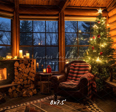 Chairs By The Fireplace Christmas Photo Backdrop - Layoris