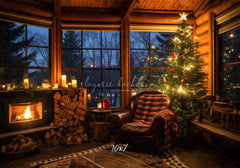 Chairs By The Fireplace Christmas Photo Backdrop - Layoris