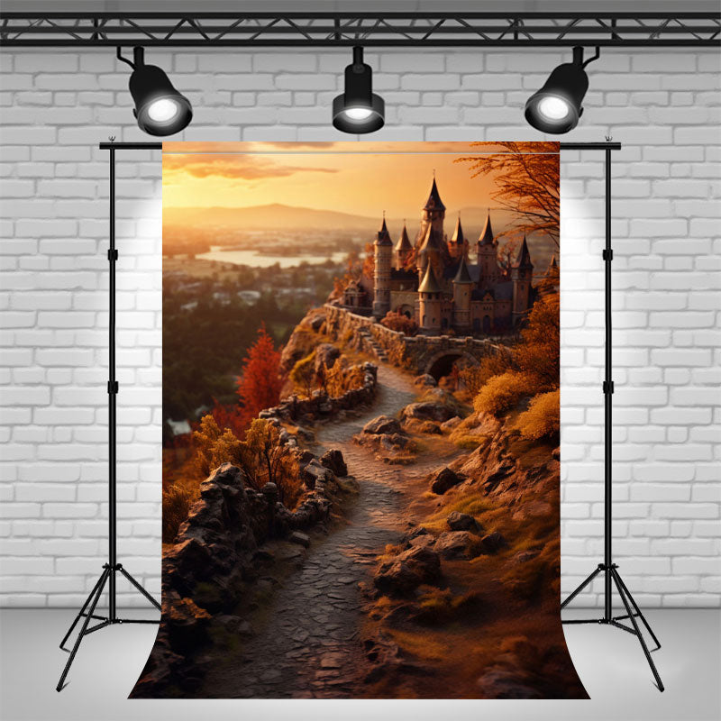 Ancient Castle Mountain Top Photo Backdrop - Layoris