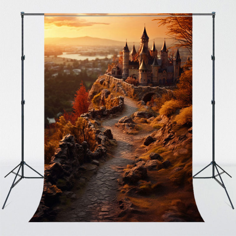 Ancient Castle Mountain Top Photo Backdrop - Layoris