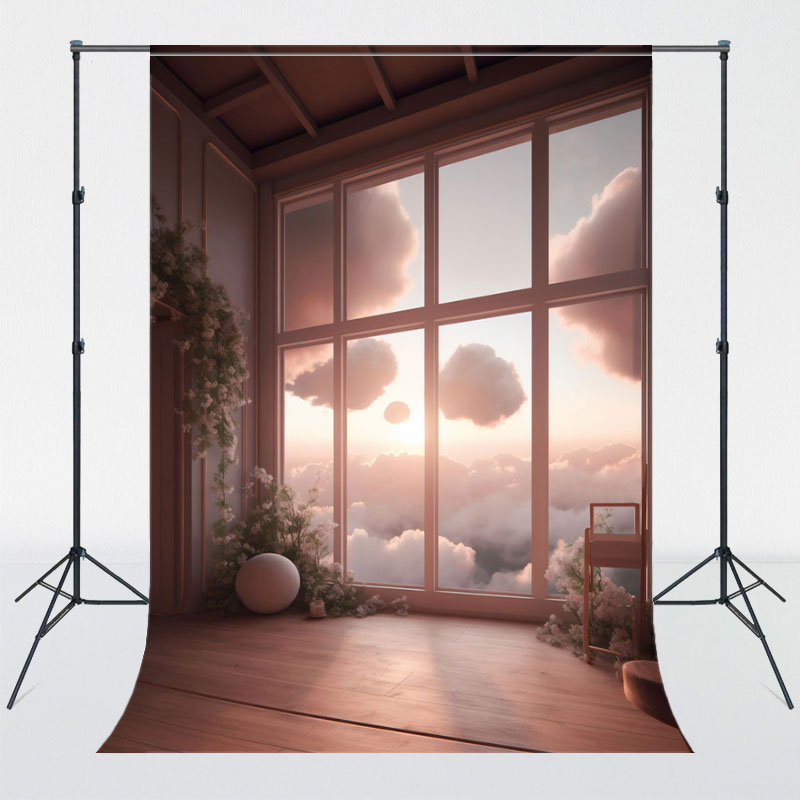 Dreamy Window Clouds Indoor Photo Backdrop - Layoris