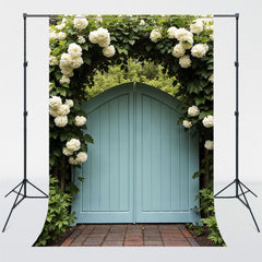 Flower Arch Wooden Door Women Photography Backdrop - Layoris