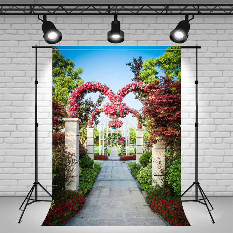 Heart Shaped Wreath Wedding Photography Backdrop - Layoris