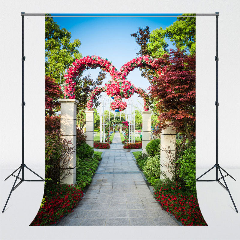 Heart Shaped Wreath Wedding Photography Backdrop - Layoris