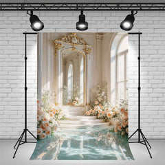 Palace Mirror Floor Flower Window Photo Backdrop - Layoris