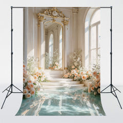 Palace Mirror Floor Flower Window Photo Backdrop - Layoris