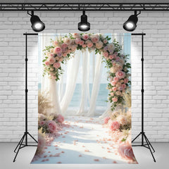 Rose Arch White Curtain Wedding Photo Backdrop - Layoris