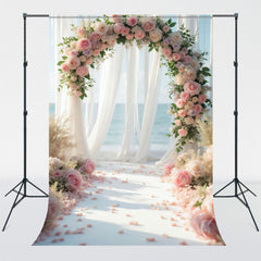 Rose Arch White Curtain Wedding Photo Backdrop - Layoris