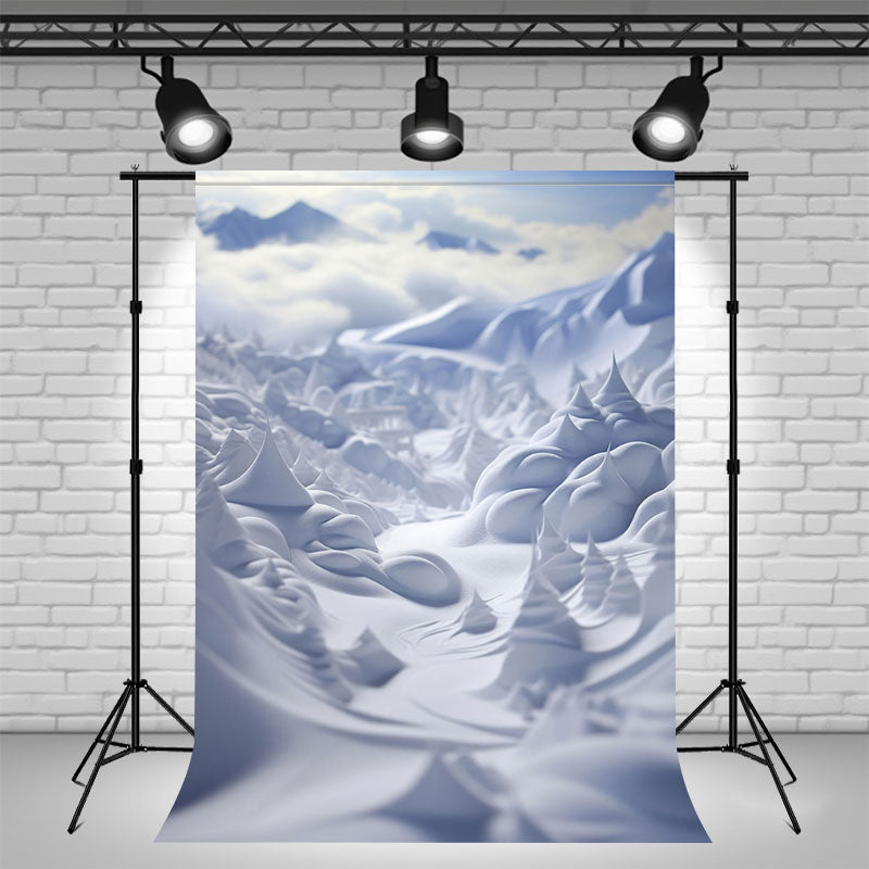 Magical White Valley Winter Photography Backdrop - Layoris