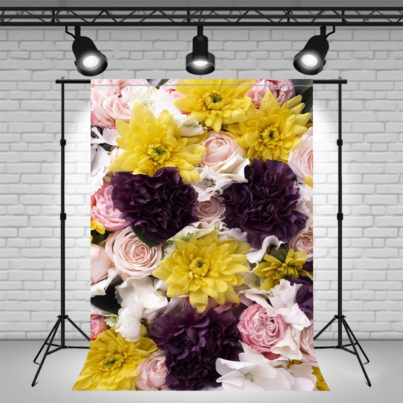 Blooming Colorful Flowers Photography Backdrop - Layoris
