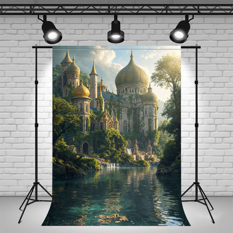 Magnificent Castle By The River Photo Backdrop - Layoris