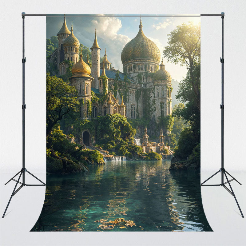 Magnificent Castle By The River Photo Backdrop - Layoris