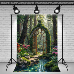 Stone Arch Romantic Pond Forest Photo Backdrop - Layoris
