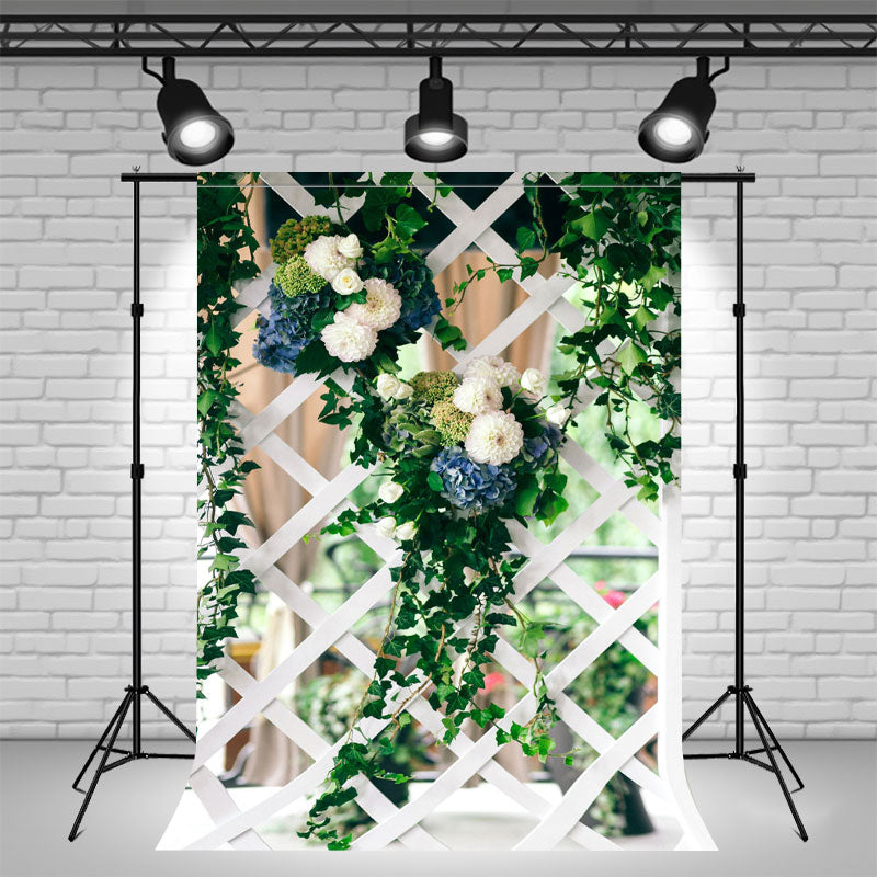 White Fence Flower Wall Photography Backdrop - Layoris