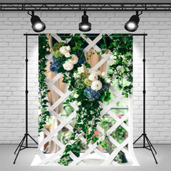 White Fence Flower Wall Photography Backdrop - Layoris