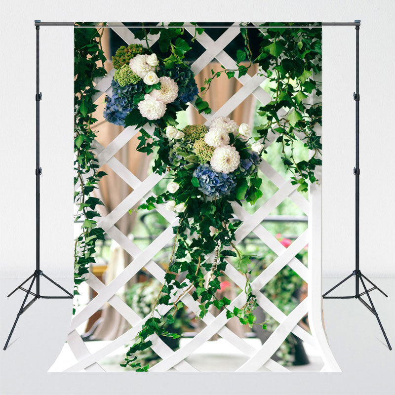 White Fence Flower Wall Photography Backdrop - Layoris