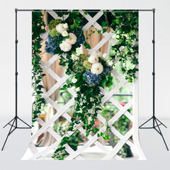 White Fence Flower Wall Photography Backdrop - Layoris