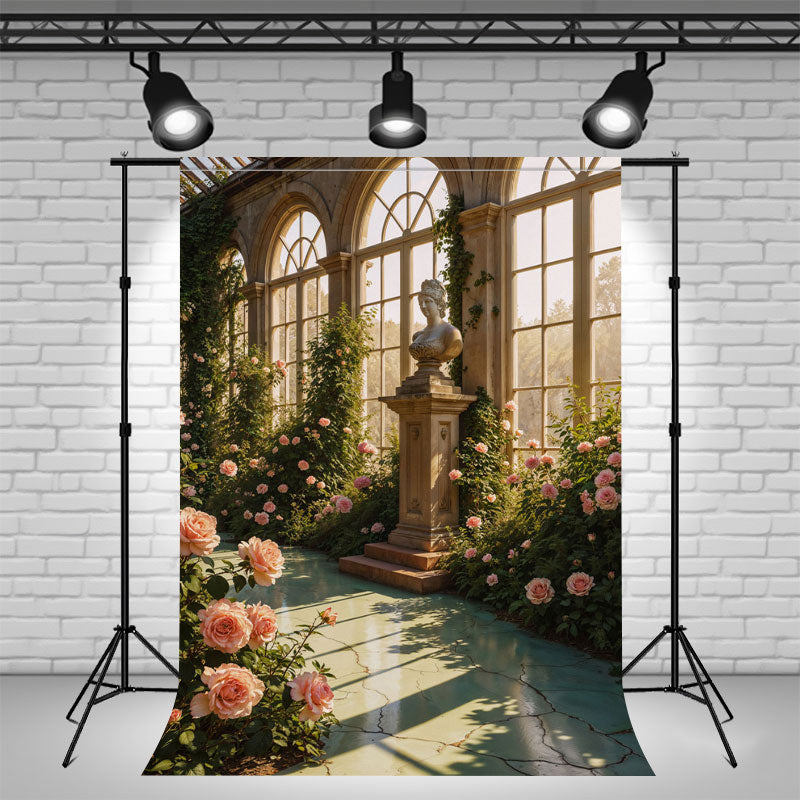Rose Corridor With Multiple Arched Windows Backdrop - Layoris