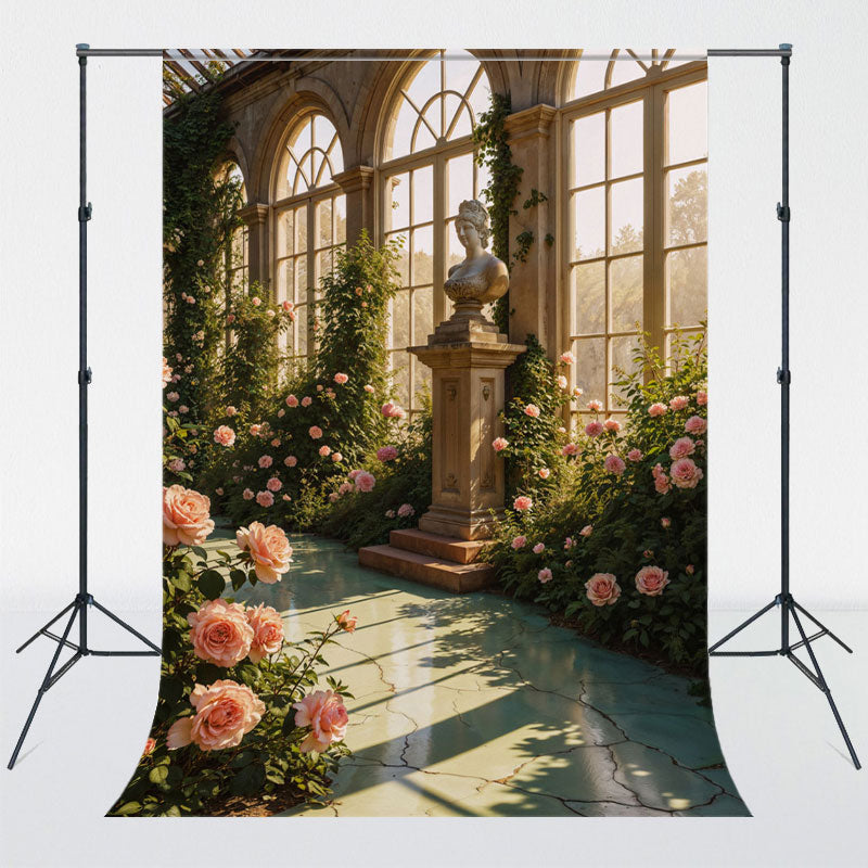 Rose Corridor With Multiple Arched Windows Backdrop - Layoris
