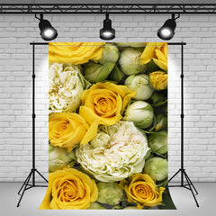 Yellow Roses And Budding Flowers Photo Backdrop - Layoris
