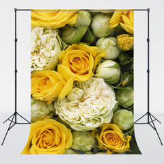 Yellow Roses And Budding Flowers Photo Backdrop - Layoris
