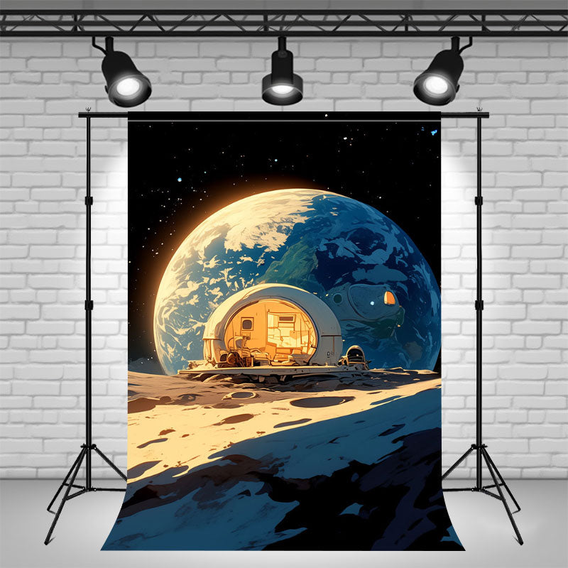 Cartoon Space Travel Cabin Photography Backdrop - Layoris