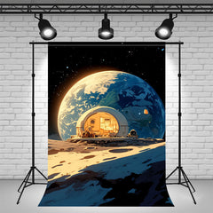 Cartoon Space Travel Cabin Photography Backdrop - Layoris