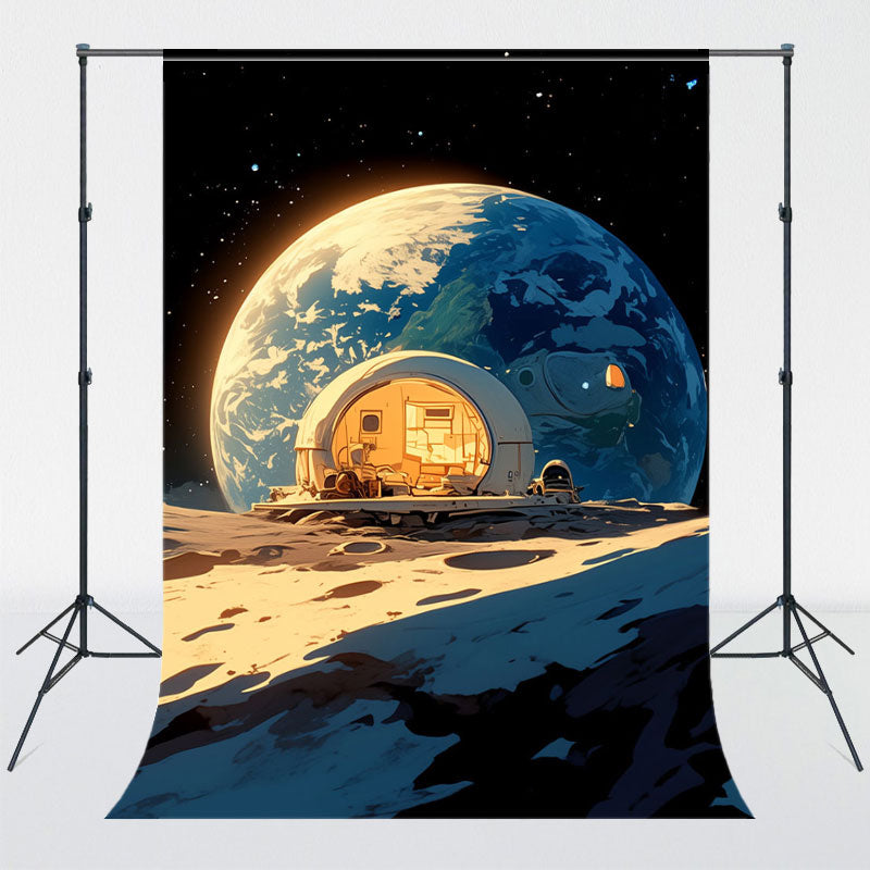 Cartoon Space Travel Cabin Photography Backdrop - Layoris