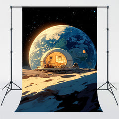 Cartoon Space Travel Cabin Photography Backdrop - Layoris