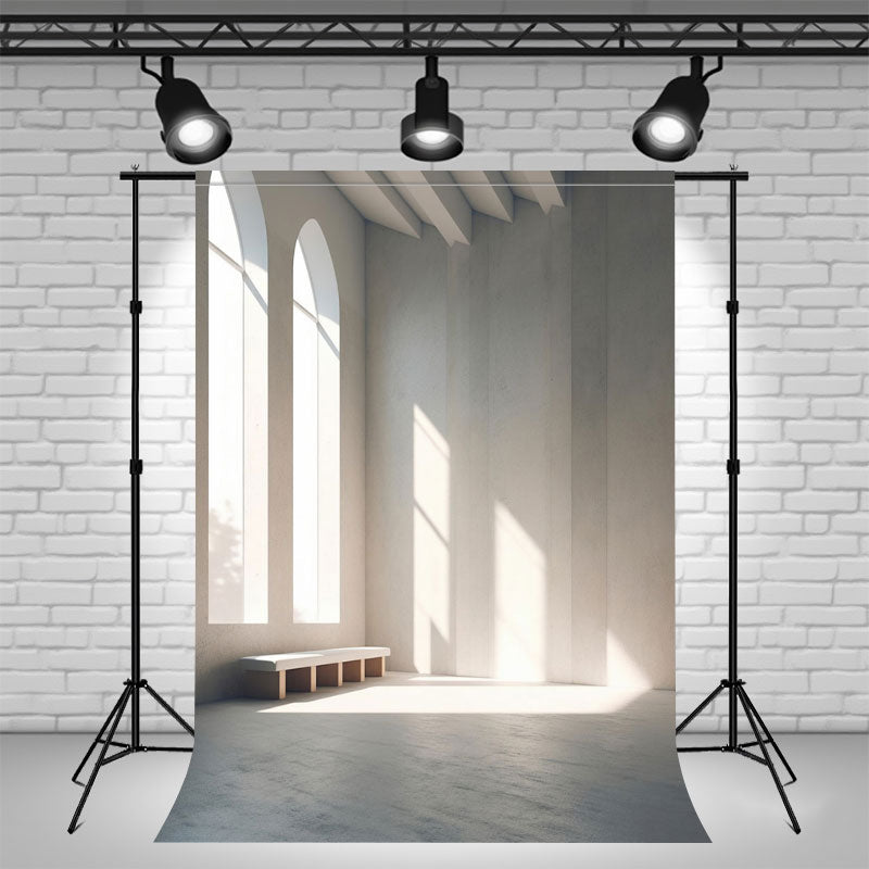 White Space Arched Windows With Sunlight Backdrop - Layoris