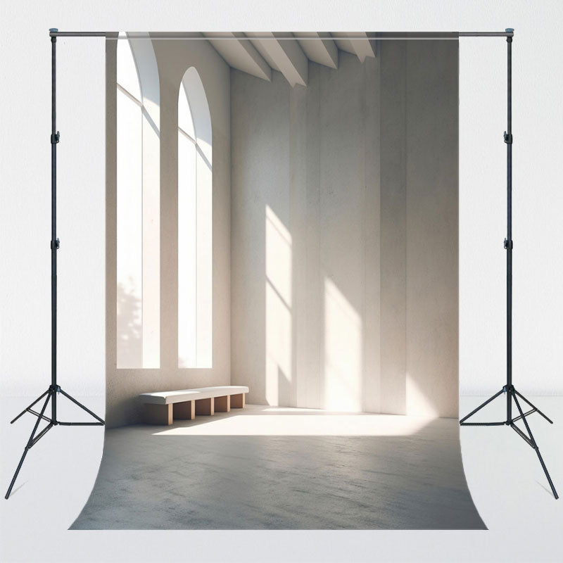 White Space Arched Windows With Sunlight Backdrop - Layoris