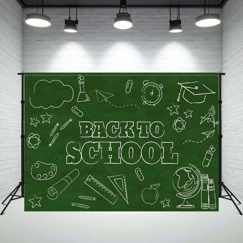 Chalk Drawing On Blackboard Back To School Backdrop - Layoris