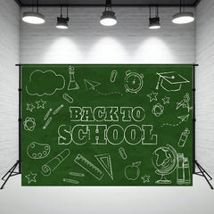 Chalk Drawing On Blackboard Back To School Backdrop - Layoris