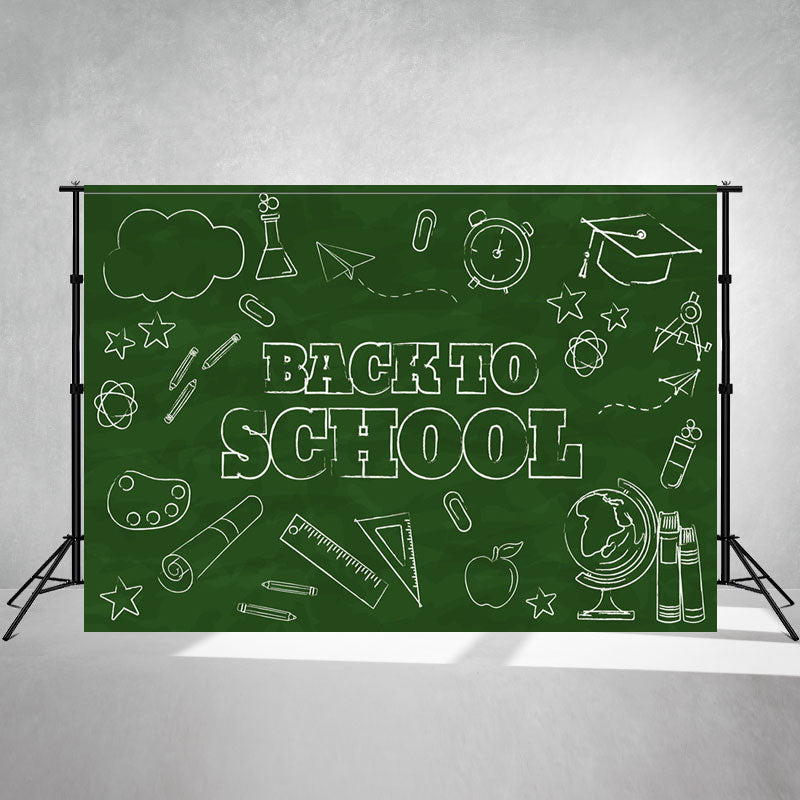 Chalk Drawing On Blackboard Back To School Backdrop - Layoris