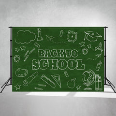 Chalk Drawing On Blackboard Back To School Backdrop - Layoris