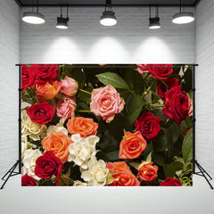 Multicolor Roses Romantic Photography Backdrop - Layoris